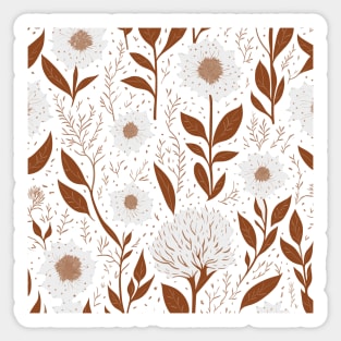 Seamless pattern with hand drawn flowers and leaves Sticker